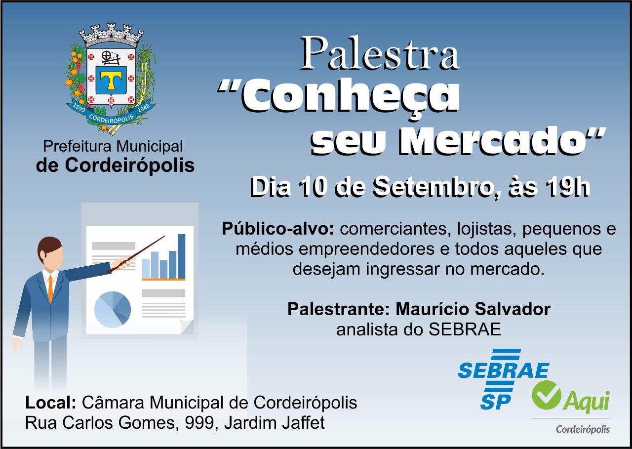 Prefeitura de Cordeirópolis promoverá a palestra “Conheça o seu mercado”