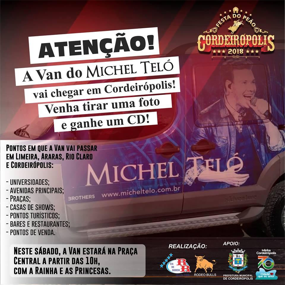 Van do cantor Michel Teló chegará nesta quinta-feira (04) em Cordeirópolis