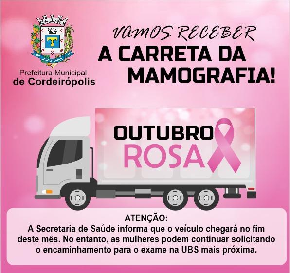 Carreta de mamografia chegará no fim do mês em Cordeirópolis