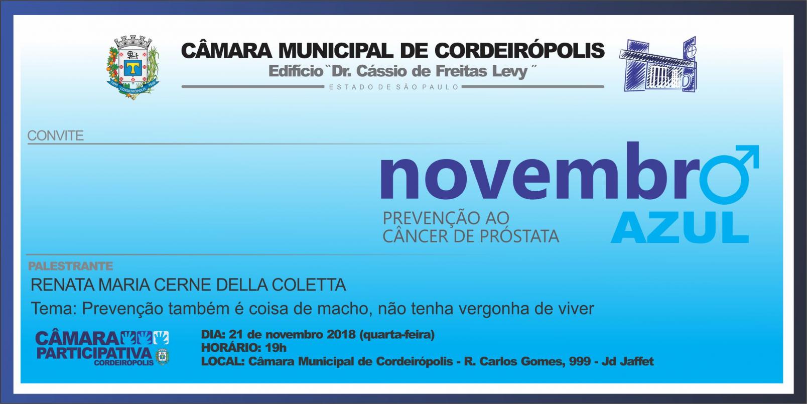 Câmara de Cordeirópolis traz palestra para discutir Novembro Azul