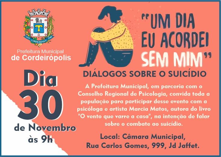 Prefeitura de Cordeirópolis realizará palestra sobre suicídio