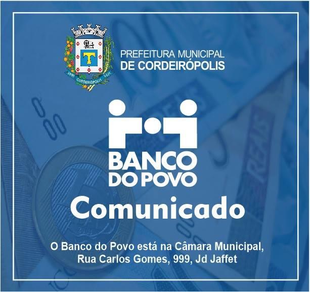 Banco do Povo em Cordeirópolis entrará em recesso a partir da próxima segunda-feira
