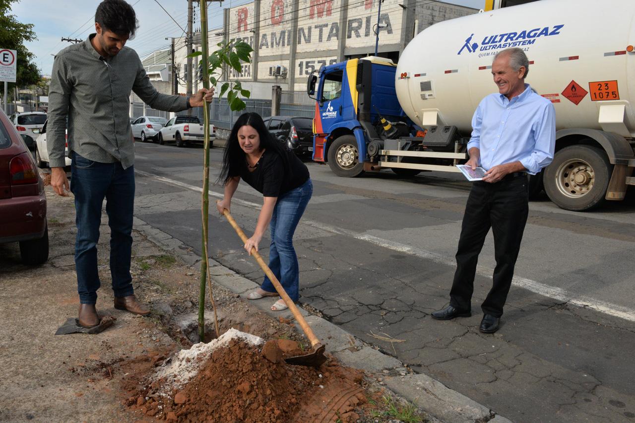 Prefeito de Limeira acompanha plantio no Jd. Olga Veroni