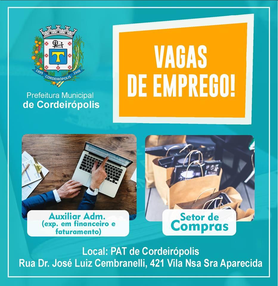 Confira as vagas de emprego em Cordeirópolis
