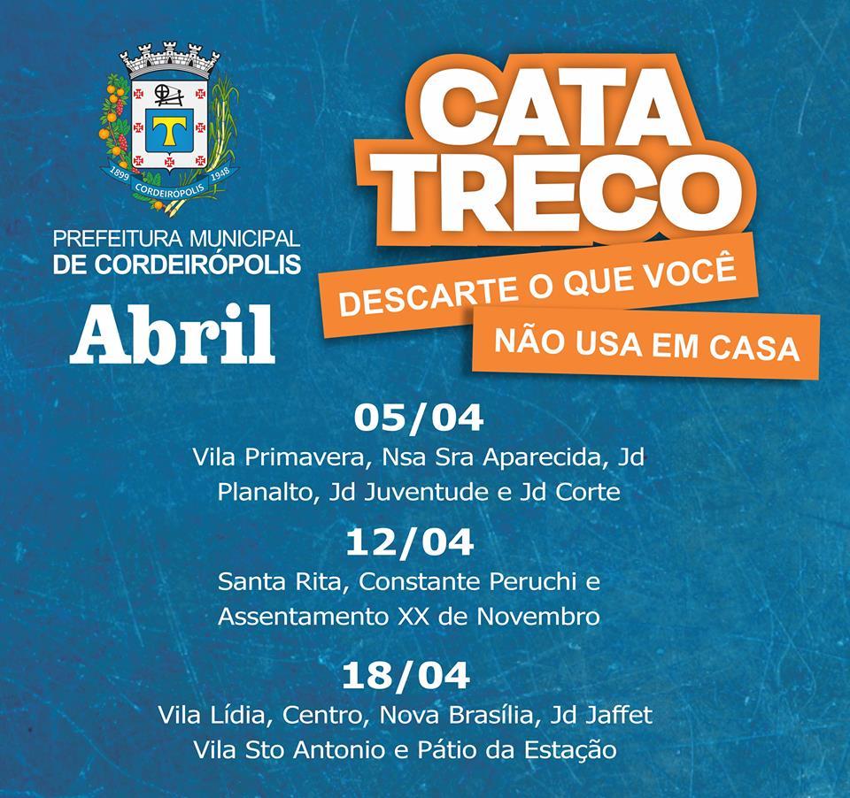 Cata-treco passará em 14 bairros de Cordeirópolis no mês de abril