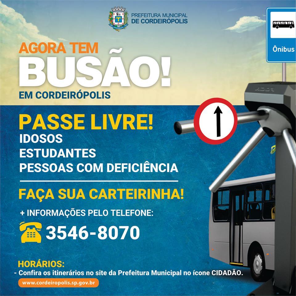 Idosos, estudantes e pessoas com deficiência têm direito a passe livre no transporte de Cordeirópolis