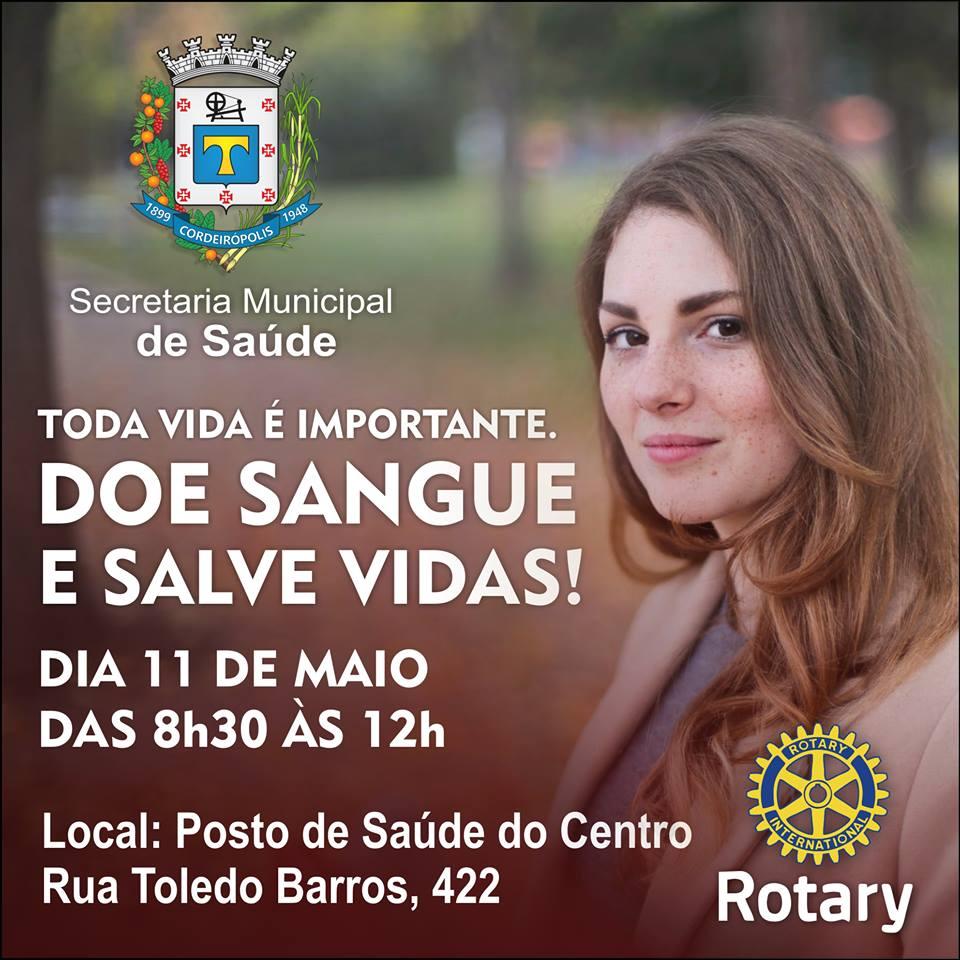 Campanha de Doação de Sangue será no dia 11 de maio em Cordeirópolis