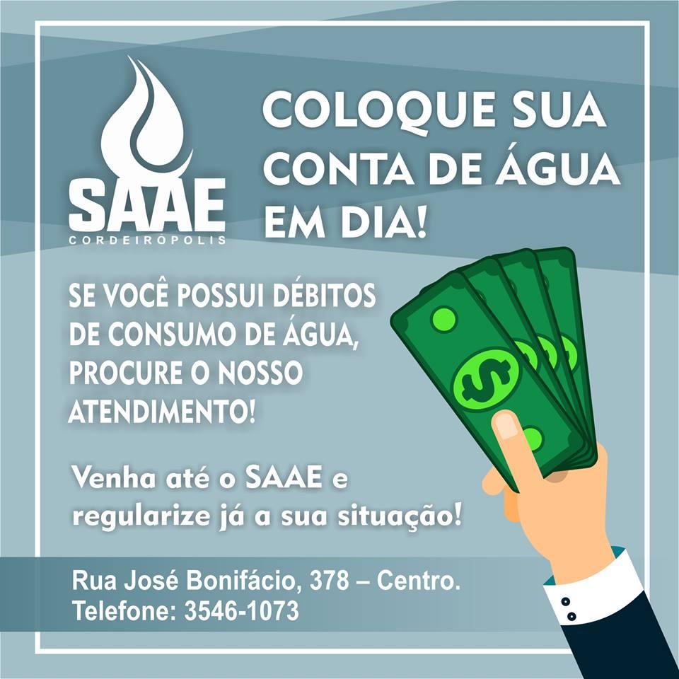 SAAE lança programa para reduzir débitos de conta de água