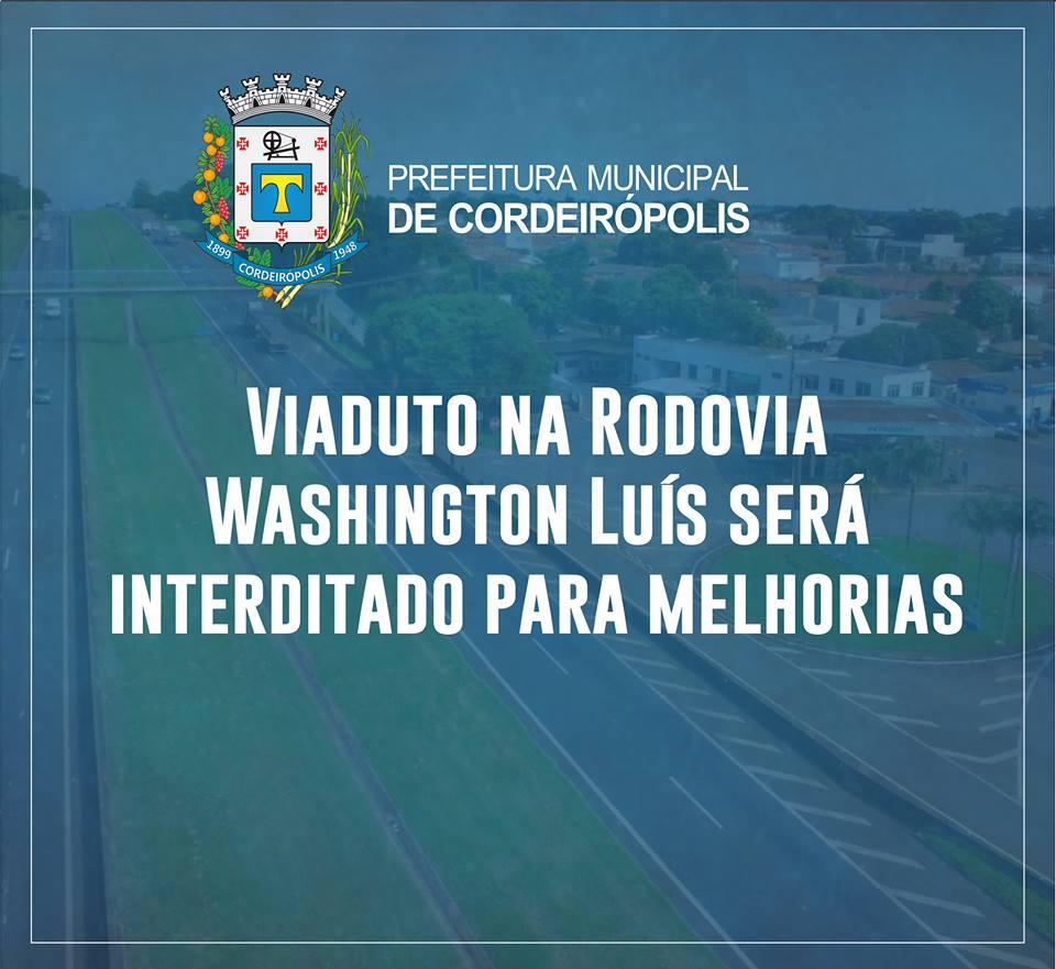 Viaduto na Rodovia Washington Luís será interditado para melhorias
