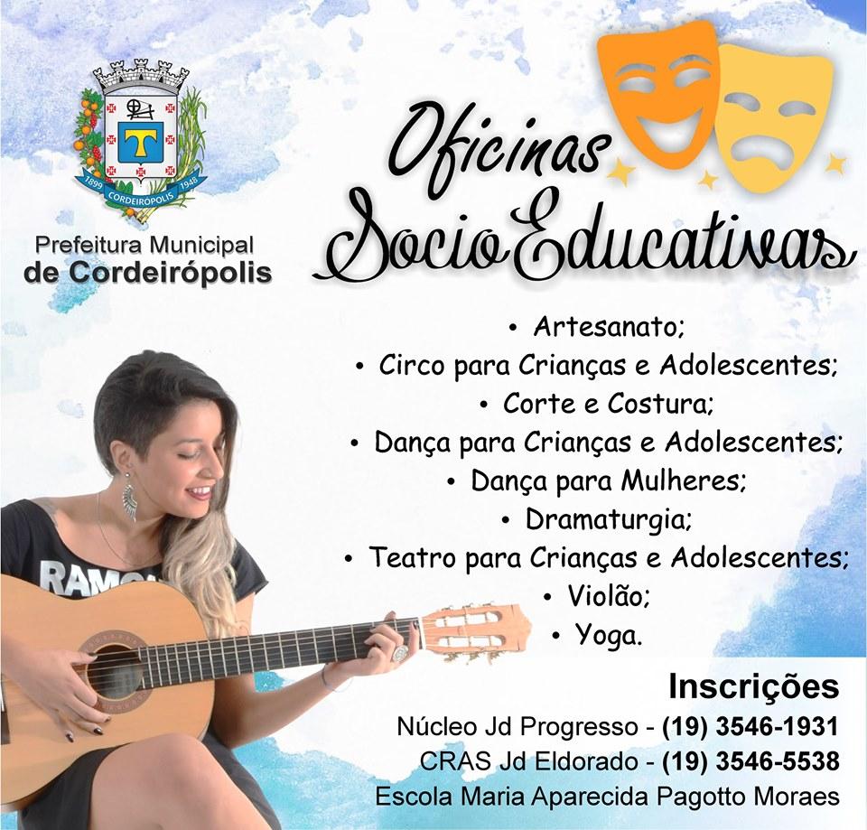 Prefeitura de Cordeirópolis está com inscrições abertas para oficinas socioeducativas