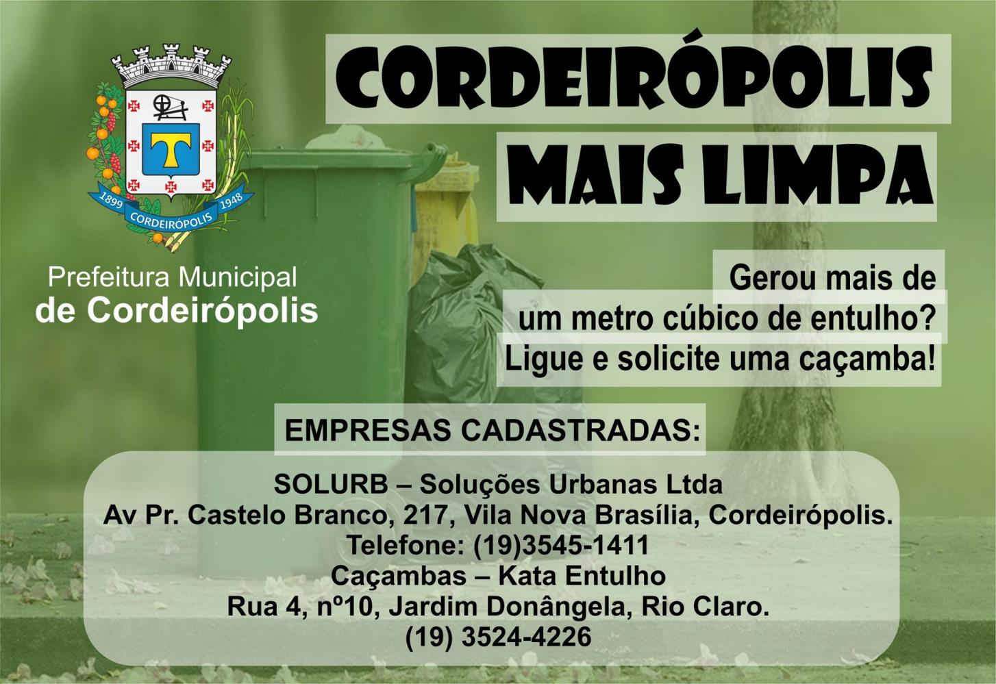 Precisa de caçamba? Contrate as empresas que estão autorizadas a atuar em Cordeirópolis