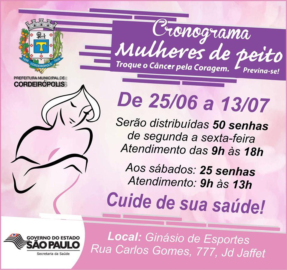 Cordeirópolis receberá carreta do programa “Mulheres de Peito”
