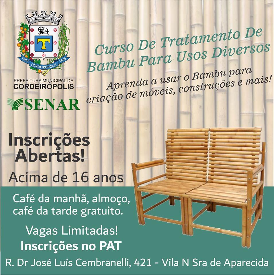 Curso de Tratamento de Bambu está com inscrições abertas no PAT de Cordeirópolis