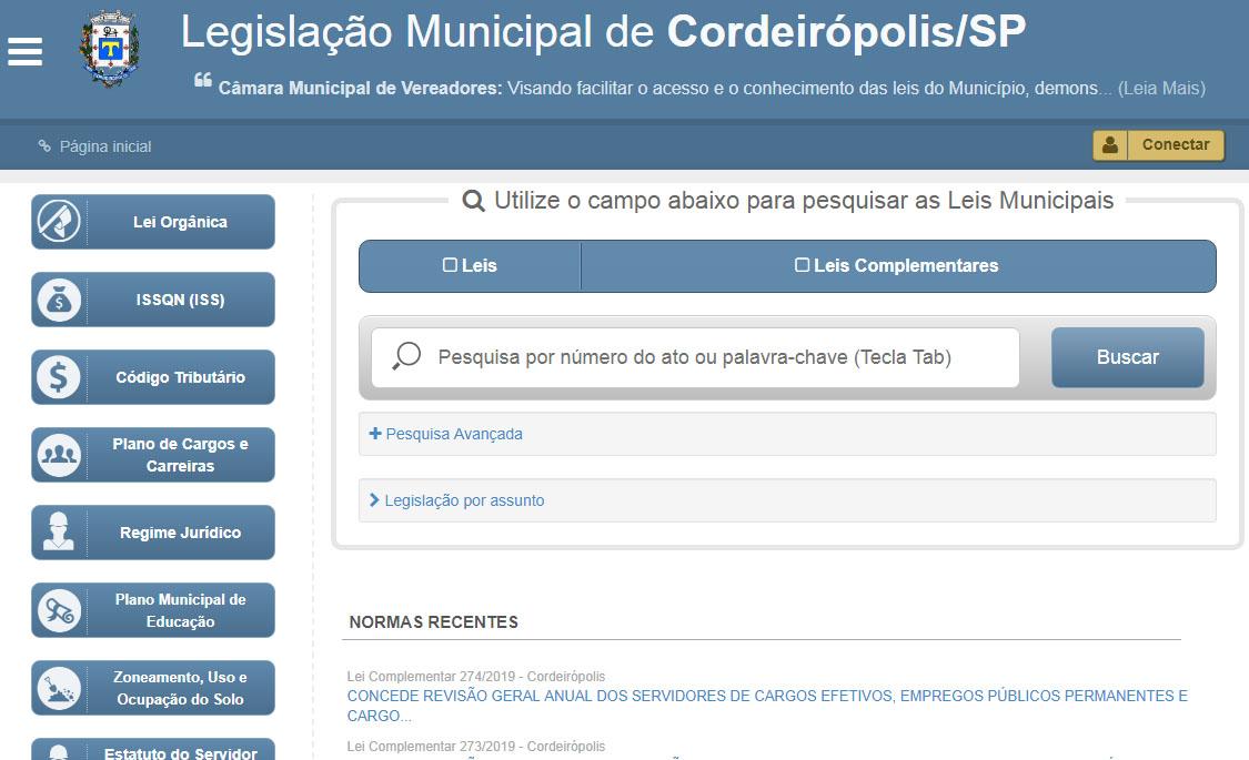 Câmara de Cordeirópolis traz novo sistema de leis atualizadas e compiladas