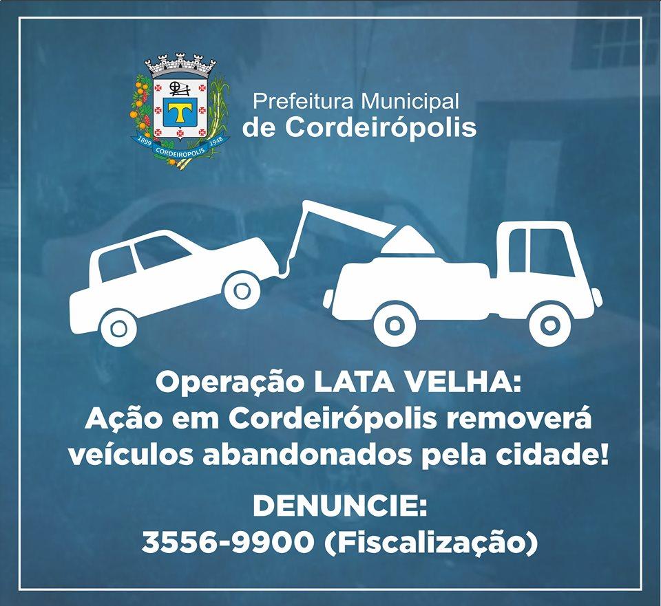 Ação removerá veículos abandonados pela cidade a partir da próxima semana