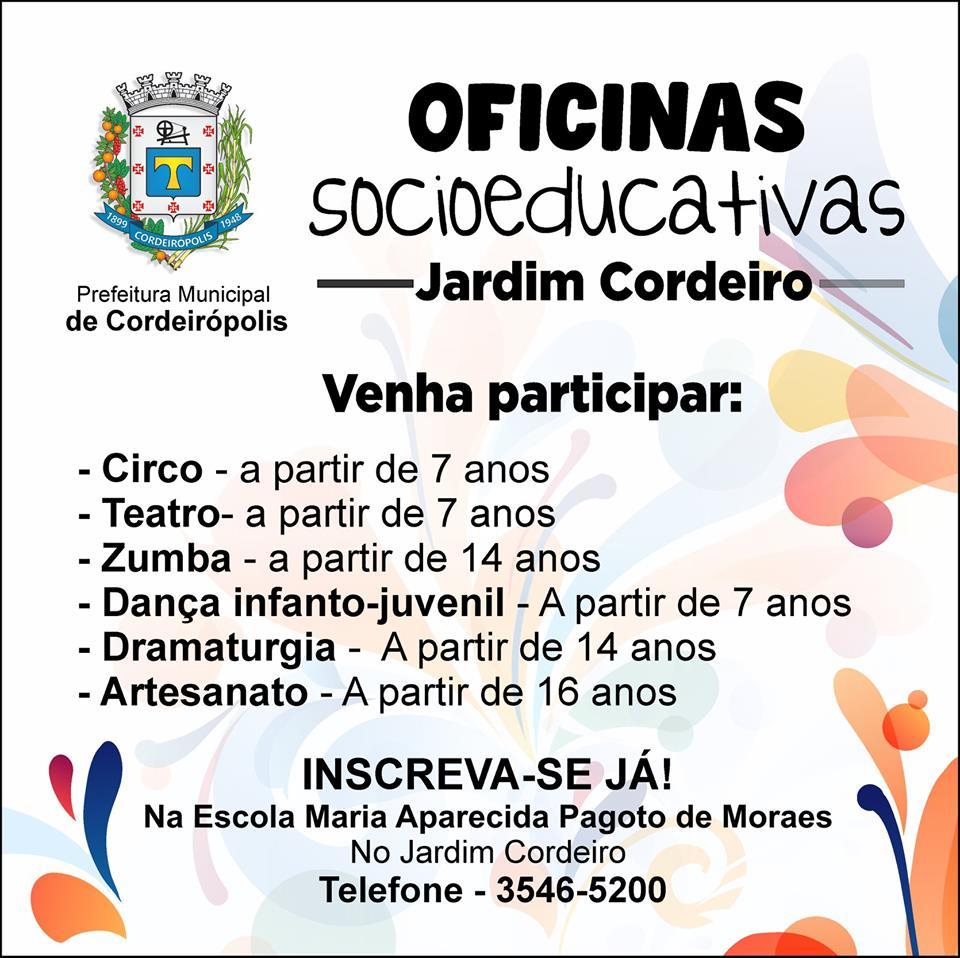 Inscrições abertas para oficinas de circo e artesanato no Jardim Cordeiro