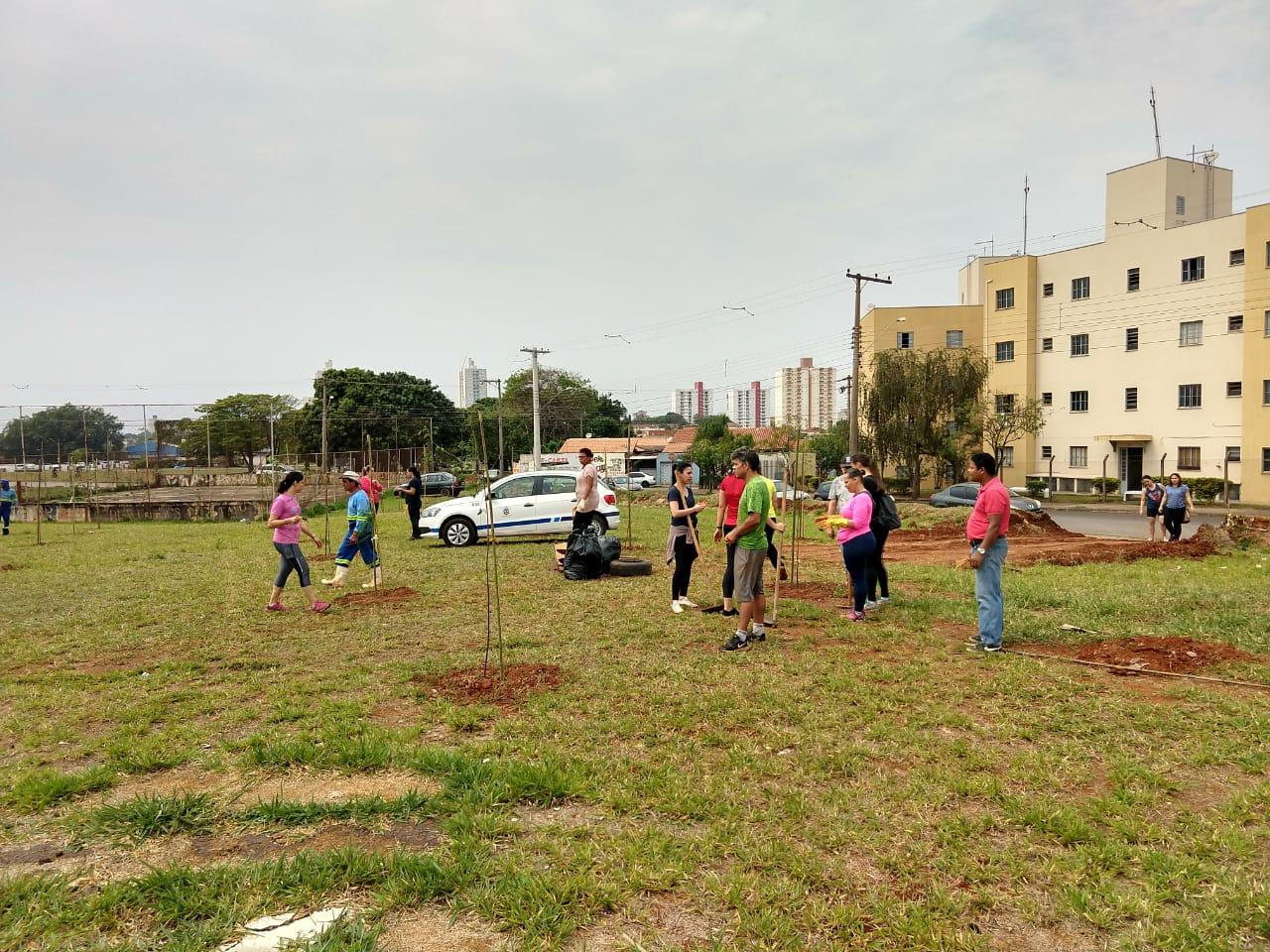 Servidores municipais plantam 850 árvores no Abílio Pedro em Limeira