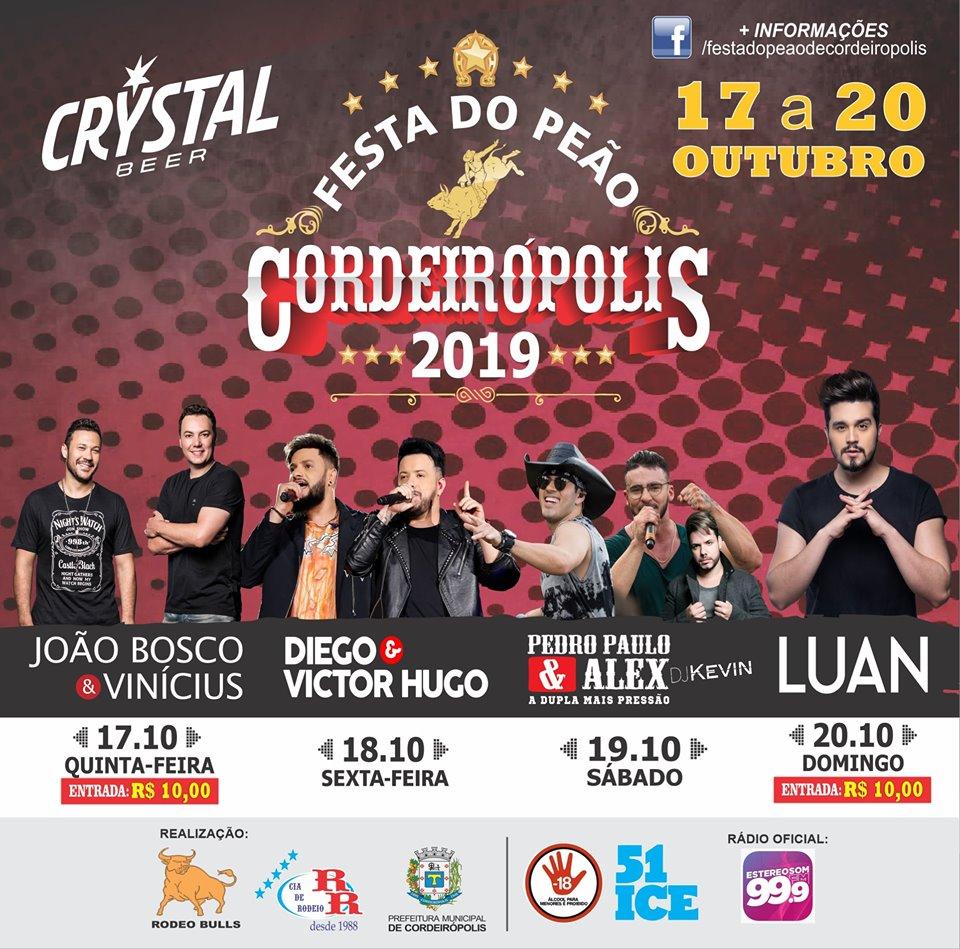 Grandes artistas marcam presença na Festa do Peão de Cordeirópolis 2019