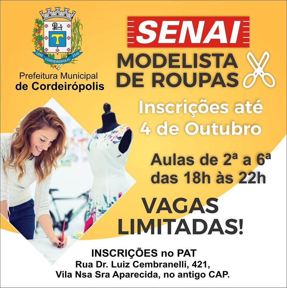 Curso de Modelista de Roupas está com inscrições abertas em Cordeirópolis