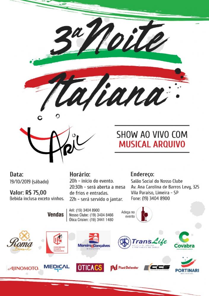 ARIL vende ingressos da 3ª Noite Italiana