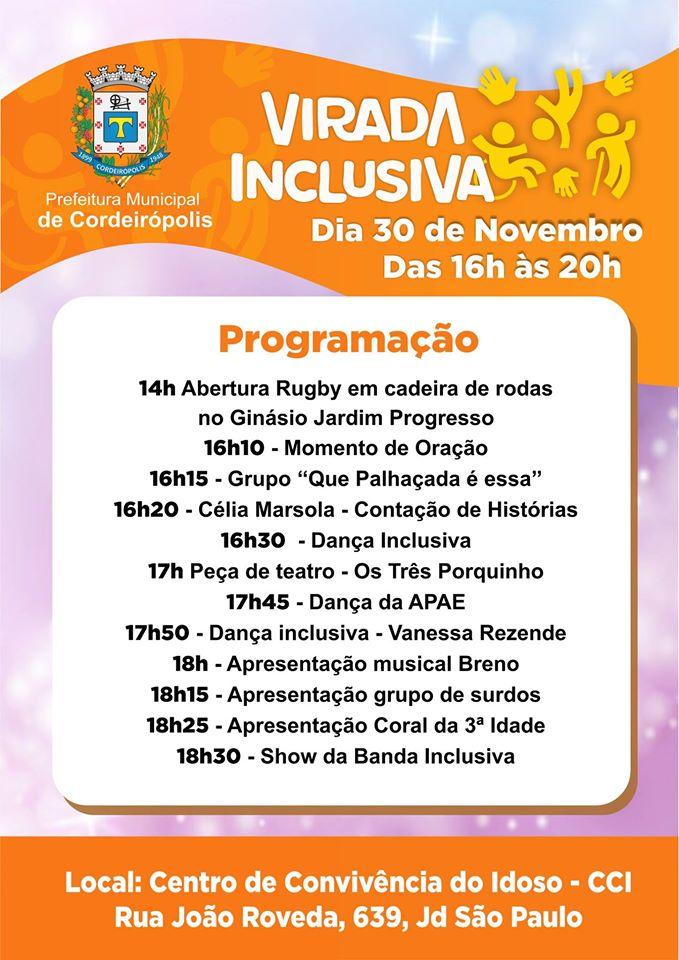 Arte, inclusão e cultura: Vem aí a 2ª Virada Inclusiva de Cordeirópolis