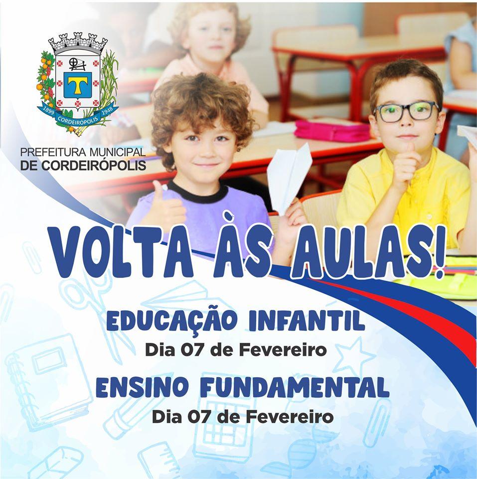 Escolas de Cordeirópolis retornam atividades no dia 07 de fevereiro