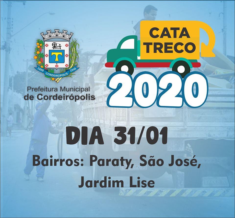 Serviço do cata-treco passará em três bairros nesta sexta-feira (31)