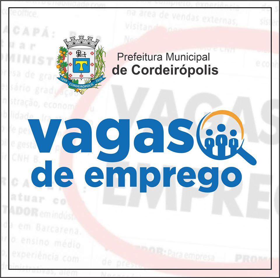 Confira as vagas de emprego em Cordeirópolis
