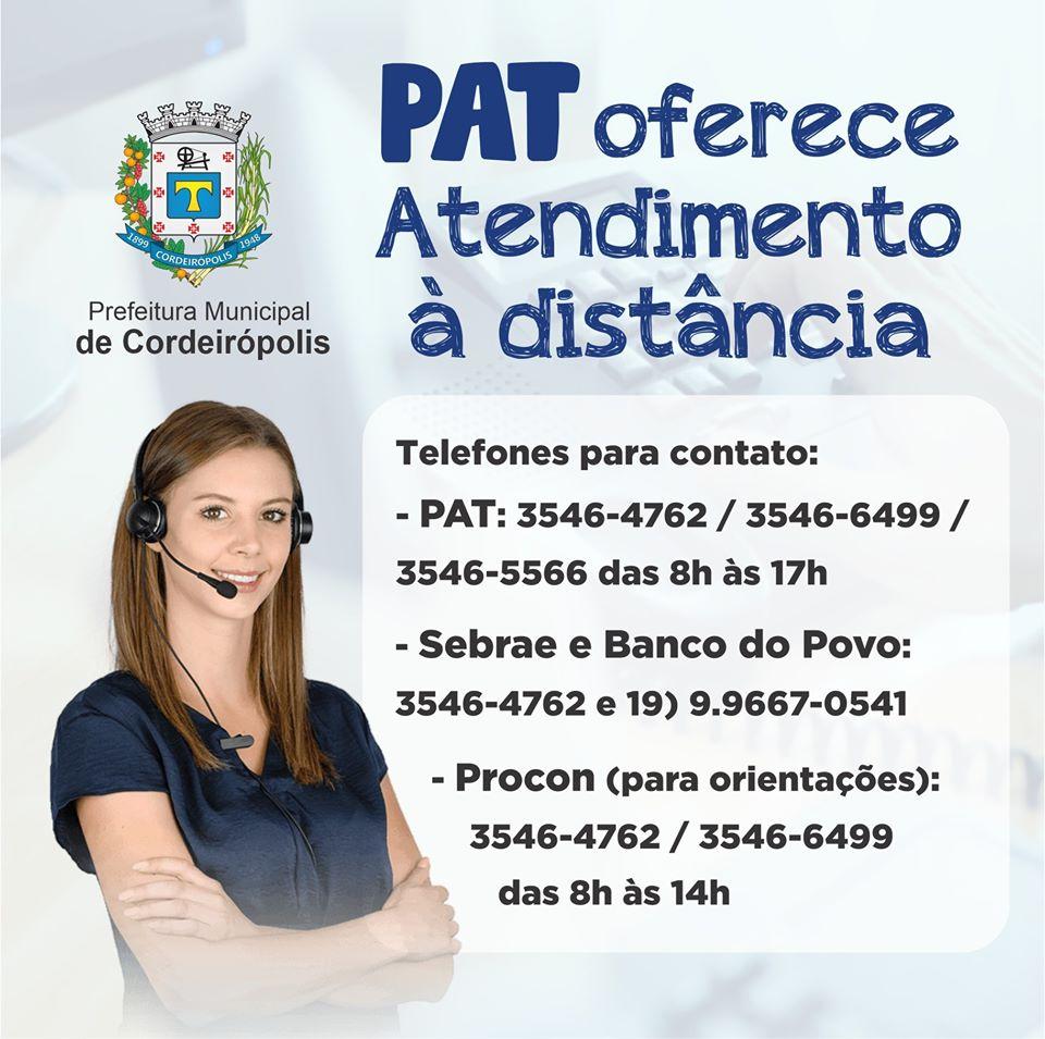 PAT de Cordeirópolis oferece diversas formas de atendimento à distância