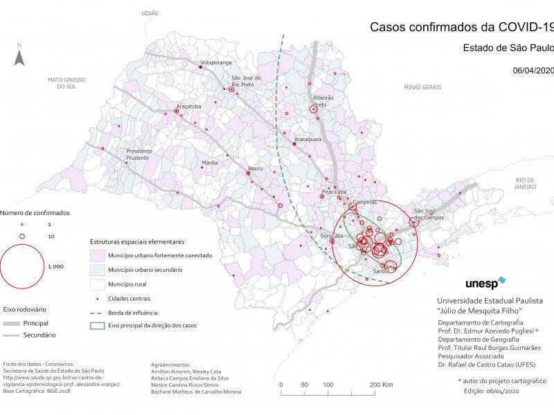 Estudo da Unesp detalha rotas de dispersão da Covid-19 em SP