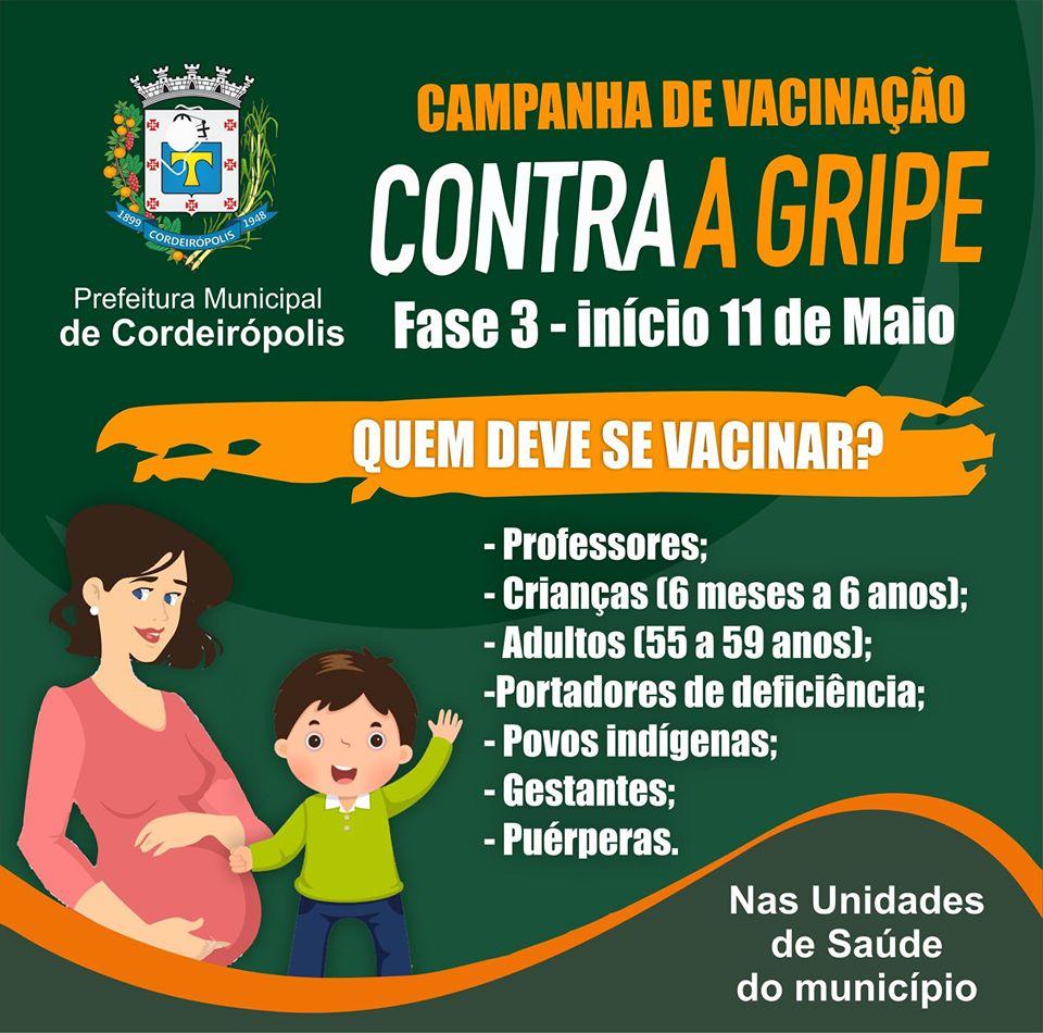 Secretaria de Saúde inicia 3ª fase da campanha de vacinação contra a gripe