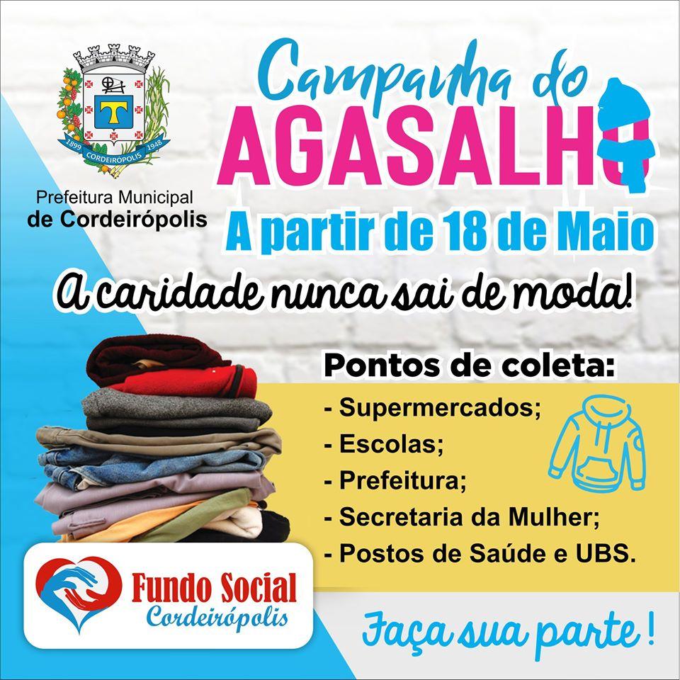Campanha do Agasalho 2020 começa amanhã em Cordeirópolis