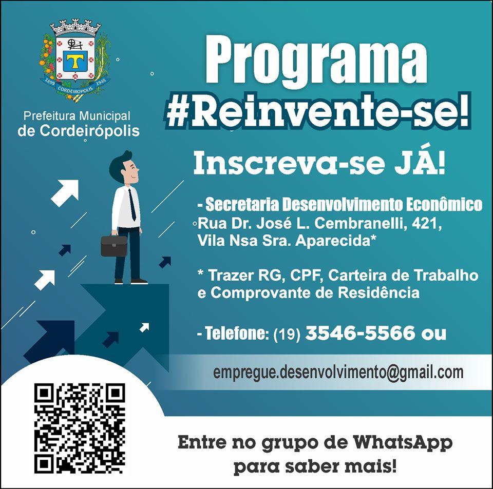 MERCADO DE TRABALHO - Programa “Reinvente-se”: inscrições abertas no PAT