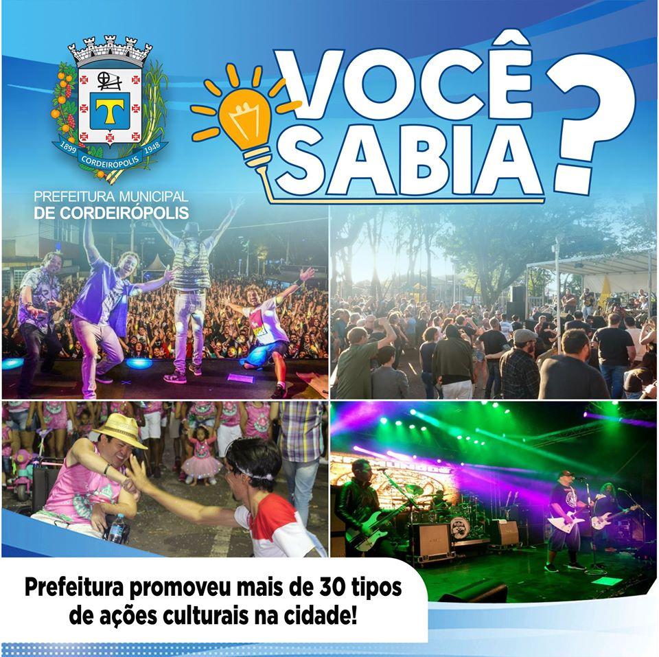 Prefeitura de Cordeirópolis promoveu mais de 30 tipos de ações culturais na cidade