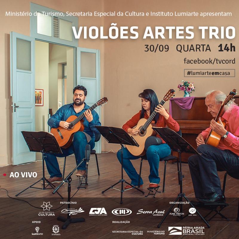 LIVE - Projeto “Violões Artes Trios” faz show remoto nesta quarta-feira