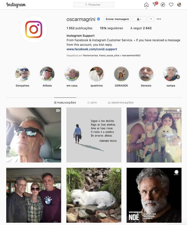 Hackers invadem conta de Oscar Magrini e ator teme perder perfil no Instagram