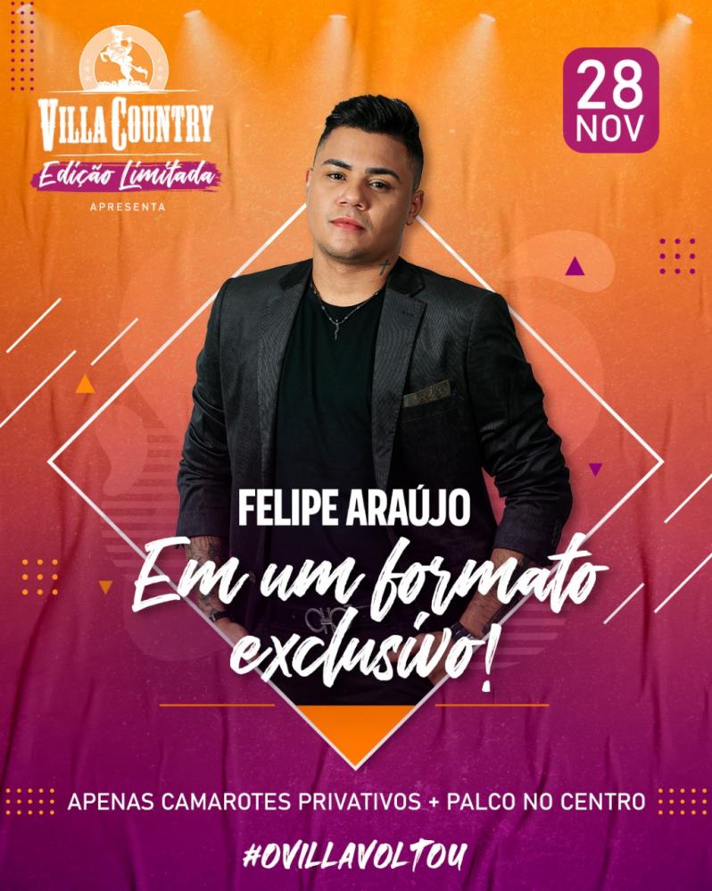 Felipe Araújo anuncia data para o seu primeiro show dentro do 