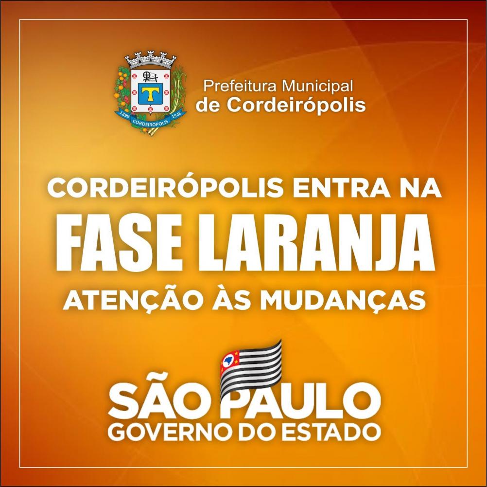 Cordeirópolis volta à fase laranja do Plano SP
