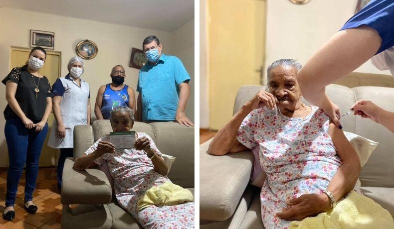 Com dona Gismalia, aos 100 anos, Cordeirópolis inicia campanha de vacinação com idosos acima dos 90 anos