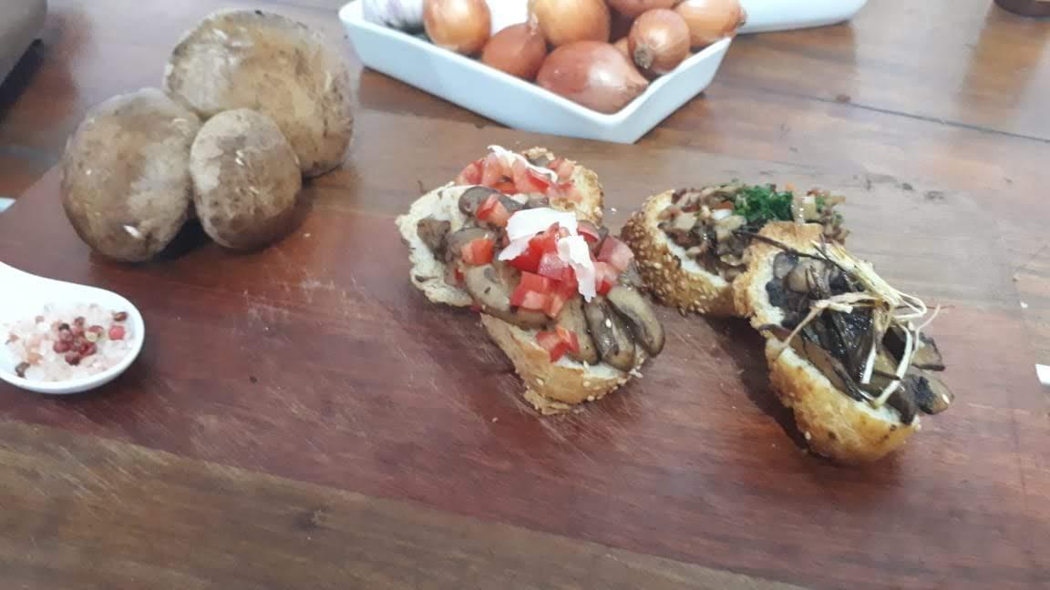 Receita Vegetariana : Brusqueta de Cogumelos