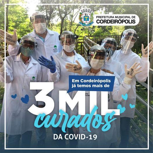 Em Cordeirópolis, já são mais de 3 mil curados da covid-19