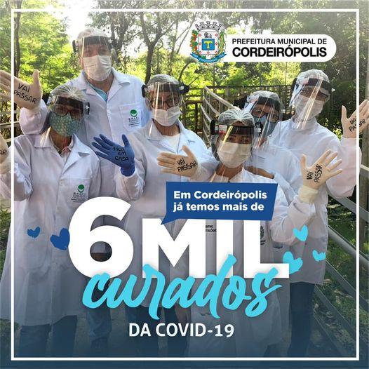 Cordeirópolis tem mais de 6 mil curados da Covid-19