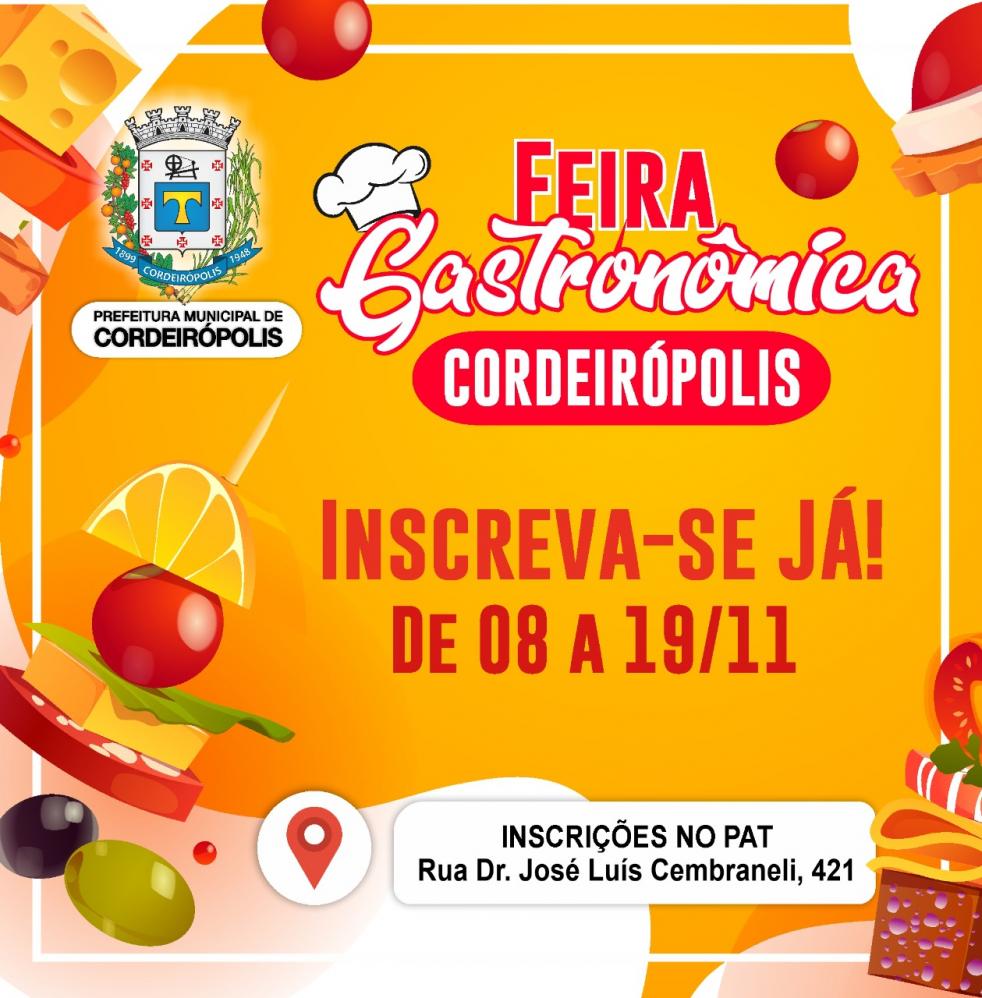 Estão abertas as inscrições para a Feira Gastronômica em Cordeirópolis