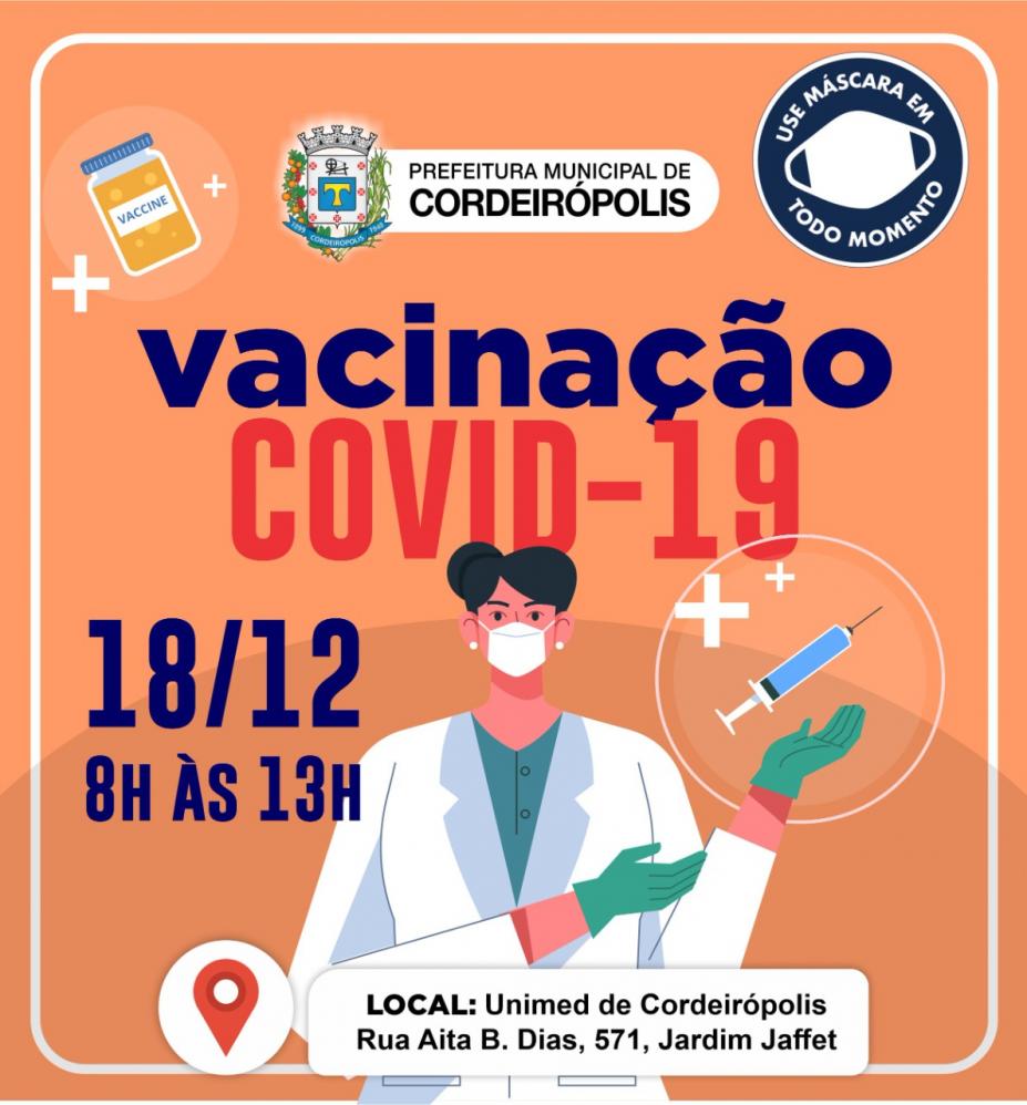 Neste sábado tem vacinação em Cordeirópolis