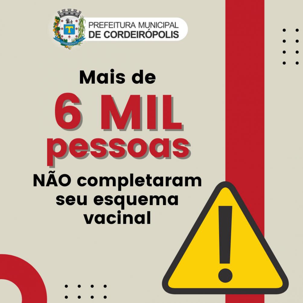 Mais de 6 mil pessoas não aparecem para tomar segunda dose ou reforço contra Covid em Cordeirópolis