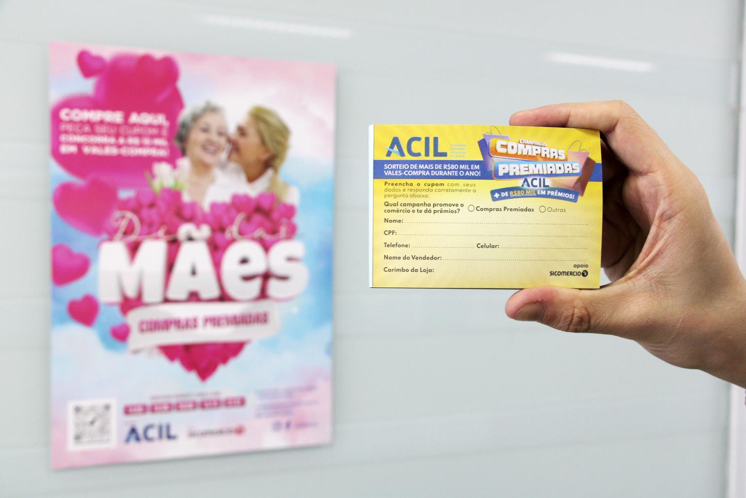 Campanha Compras Premiadas da ACIL sorteará R$ 15 mil em vales-compra no Dia das Mães
