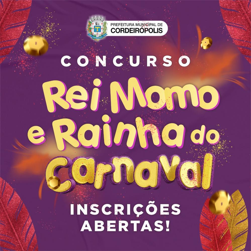 Inscrições abertas para Rei Momo e Rainha do Carnaval 2023 de Cordeirópolis