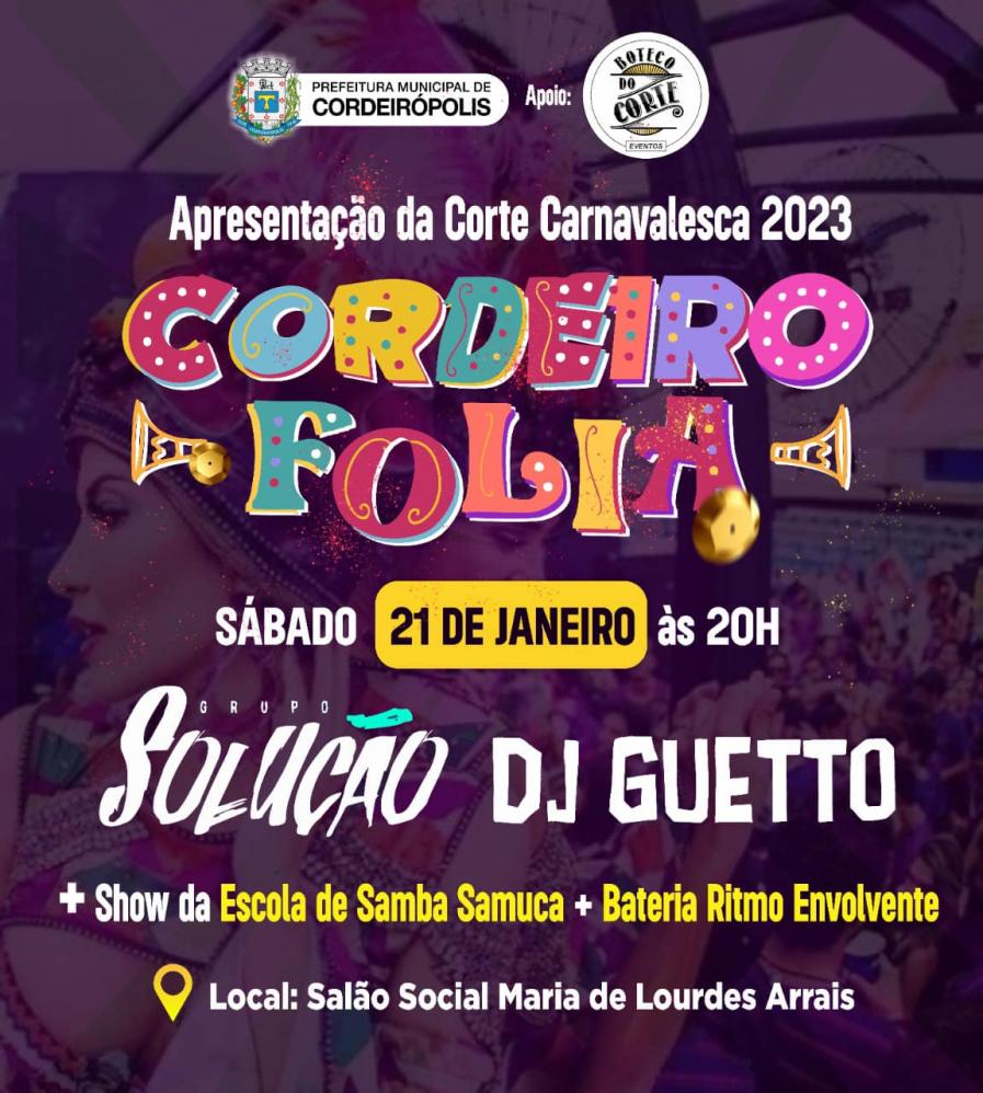Corte carnavalesca será apresentada em pré-folia neste sábado em Cordeirópolis