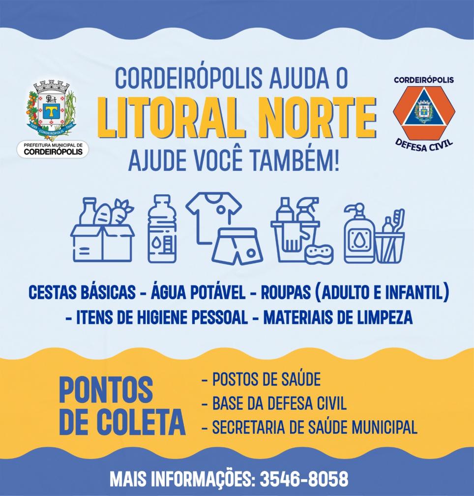 Cordeirópolis arrecada doações para o Litoral Norte