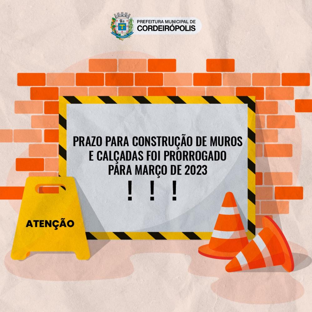 Prazo para construção de muros e calçadas encerra neste mês em Cordeirópolis